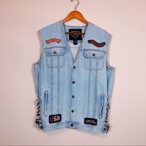 𝅺DENIM Motorcycle Patch Vest-XL